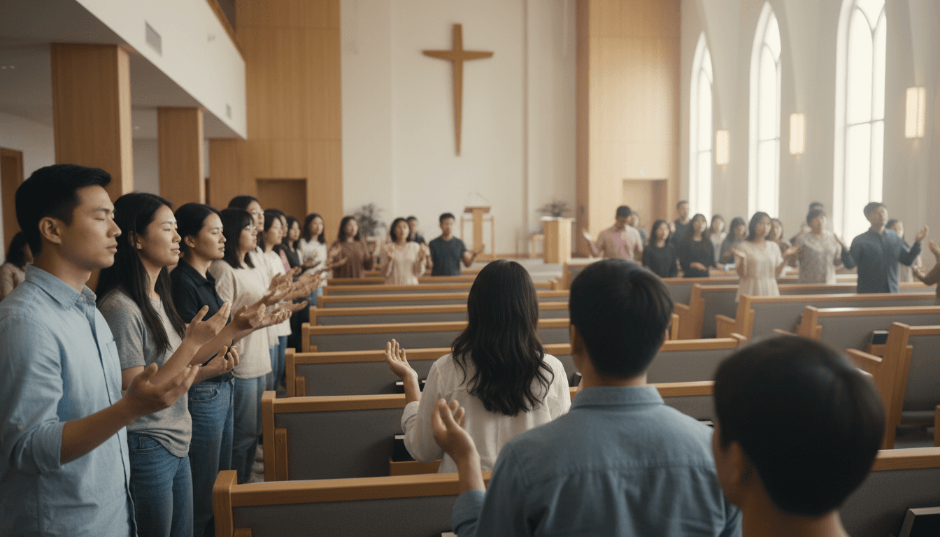 Community gathering in worship